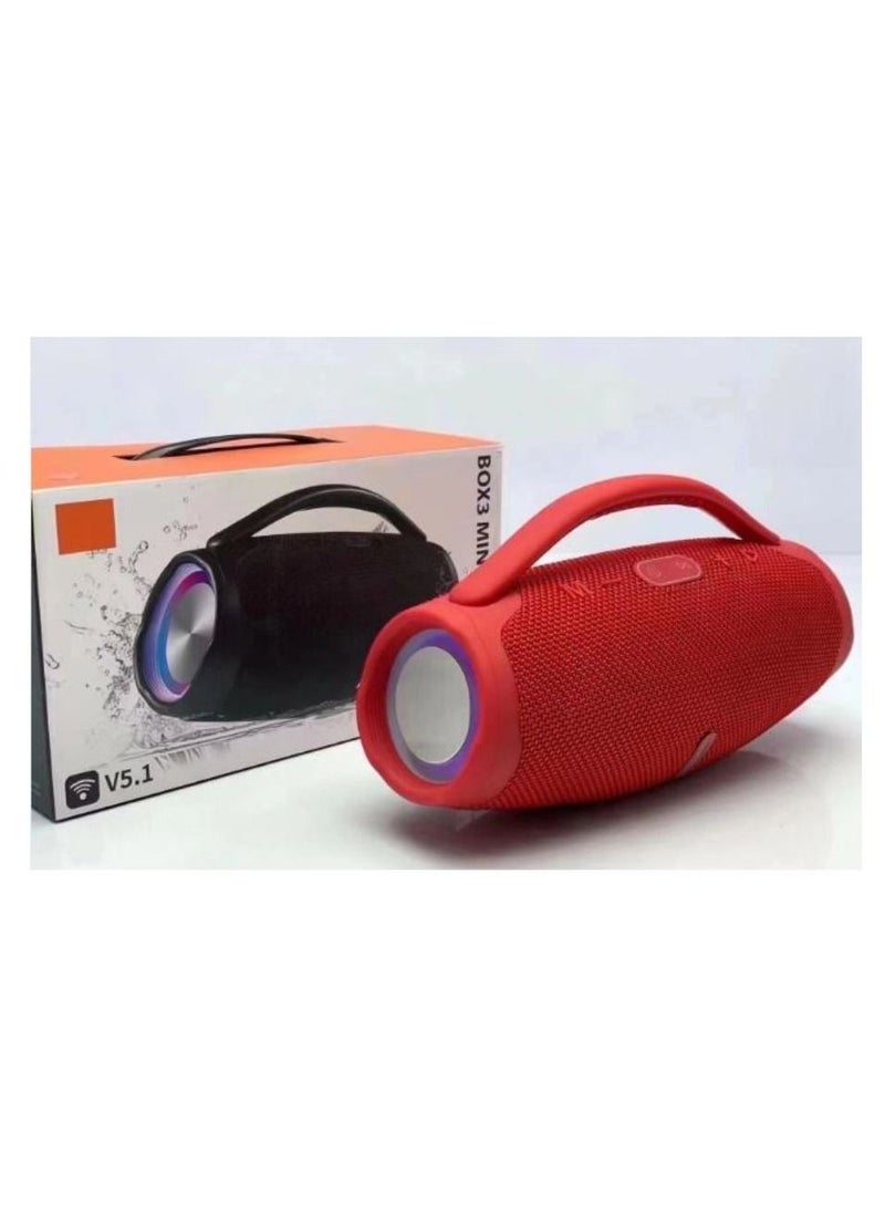 Box3 Mini Portable Outdoor Wireless Bluetooth Speaker With RGB Lighting Red