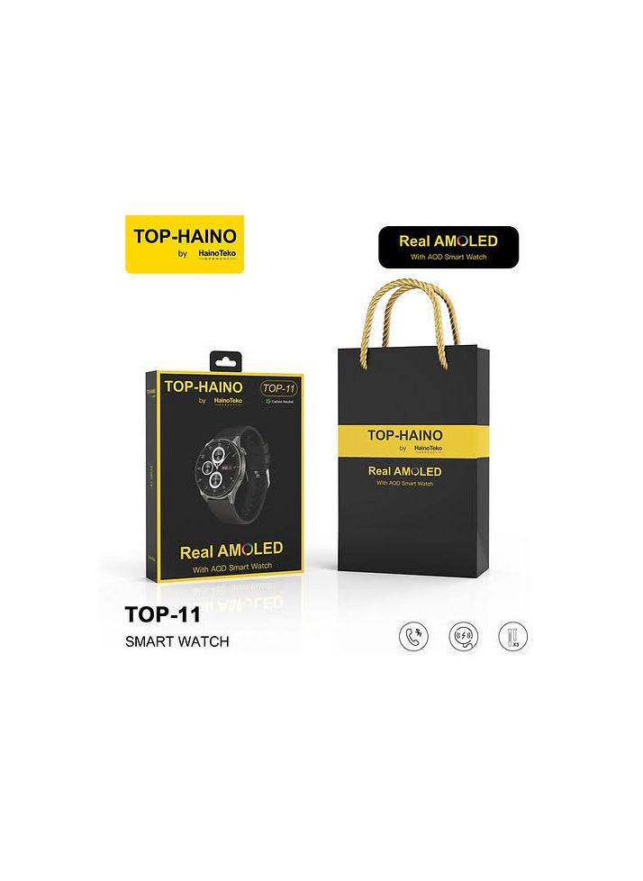 Haino Teko - Haino Teko Top-11 Watch Black color Water resistant 380 mAh battery Bluetooth connection Supports caller name display Fully supports Arabic language - Image 1