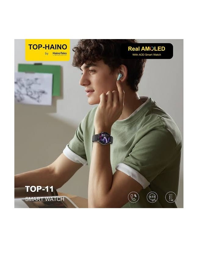 Haino Teko - Haino Teko Top-11 Watch Black color Water resistant 380 mAh battery Bluetooth connection Supports caller name display Fully supports Arabic language - Image 1