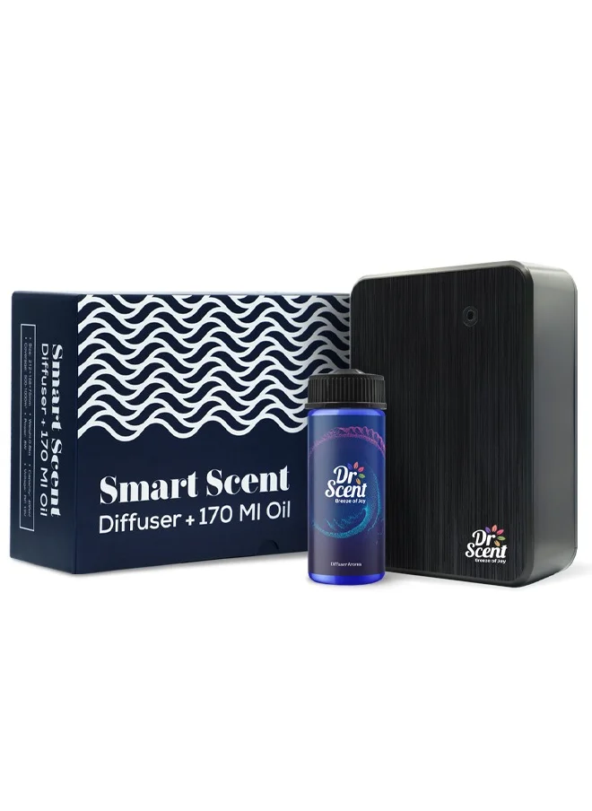 دكتور سينت Combo Pack - Essential Oil Smart Scent Diffuser Fragrance Machine (Black) With Diffuser Aroma Oil - Address (170ml)