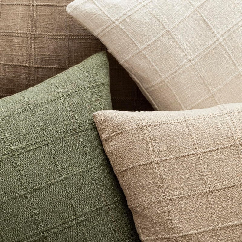 Foindtower Set of 2 Decorative Linen Check Throw Pillow Covers Neutral Farmhouse Vintage Cushion Covers Modern Boho Home Decor for Sofa Chair Couch Bedroom Living Room Outdoor,26×26 Inch,Sage Green - Image 4