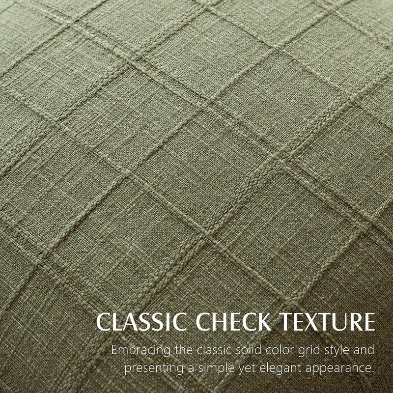 Foindtower Set of 2 Decorative Linen Check Throw Pillow Covers Neutral Farmhouse Vintage Cushion Covers Modern Boho Home Decor for Sofa Chair Couch Bedroom Living Room Outdoor,26×26 Inch,Sage Green - Image 2
