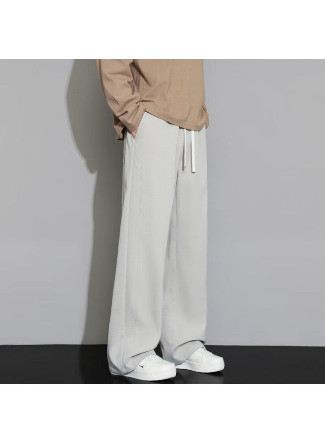 Foss Phil Men's Casual Pants For Spring And Summer, Sports Ice Silk Draping Loose Waist Straight Trousers Zl888 Khaki M - Image 5