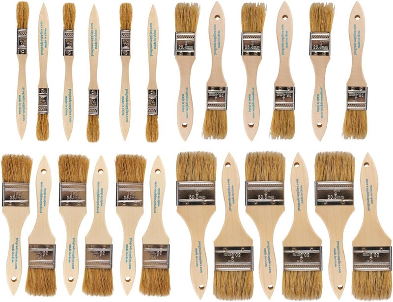 Pro-Grade - Chip Brush – Paint Brush Set – 24 Pack - Natural China Bristle Paintbrush Set for Art, Craft, Epoxy, Varnish, Resin, Stain, Glue, Gesso, Primer, Acrylic and Oil Paint - Image 1
