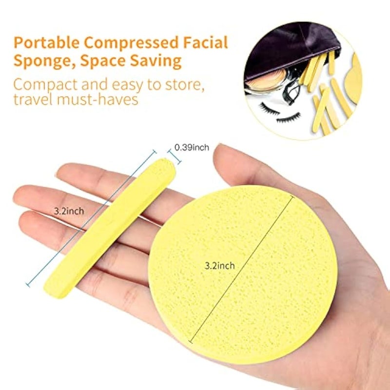 eyxformula Facial Cleansing Sponge for Cleaning, 48 Pcs Compressed Face Round Makeup Puff Sponges Cleaning Stick, Portable Wash Pads Reusable Cosmetic Supplies for Face Cleanser - Image 3