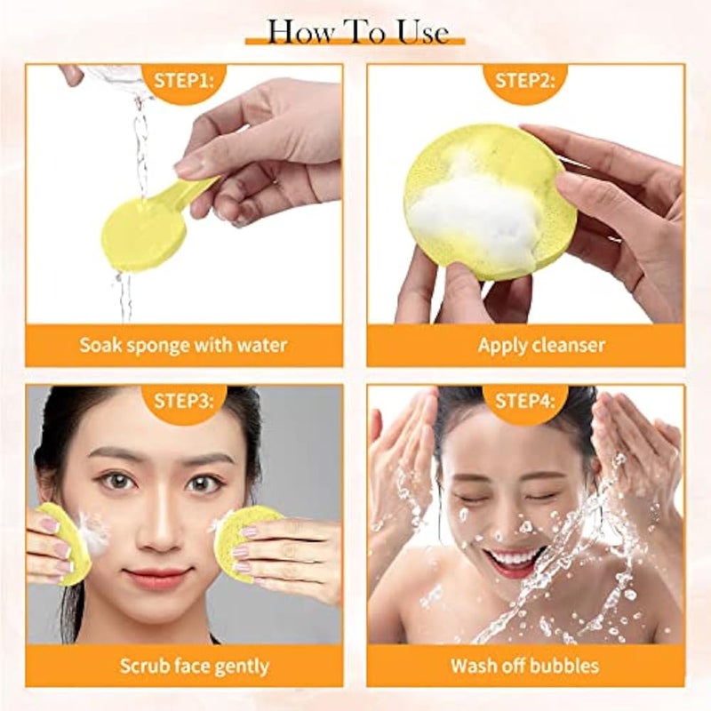 eyxformula Facial Cleansing Sponge for Cleaning, 48 Pcs Compressed Face Round Makeup Puff Sponges Cleaning Stick, Portable Wash Pads Reusable Cosmetic Supplies for Face Cleanser - Image 2