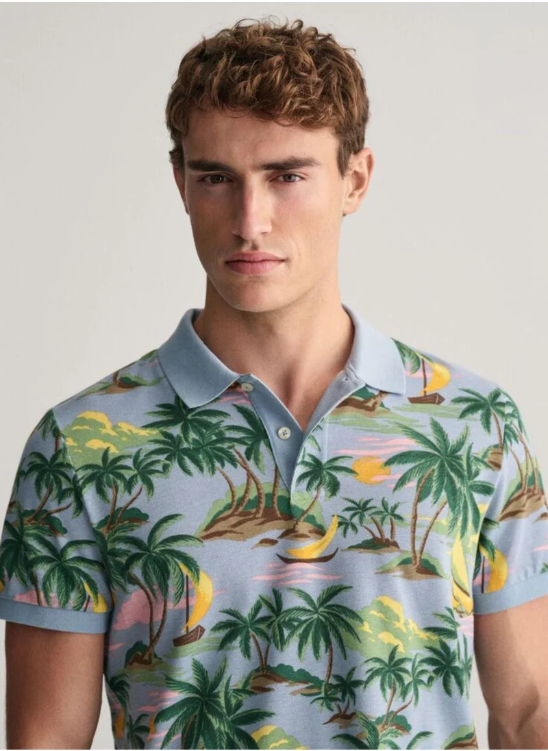 GANT Gant Hawaiian Print Polo Shirt