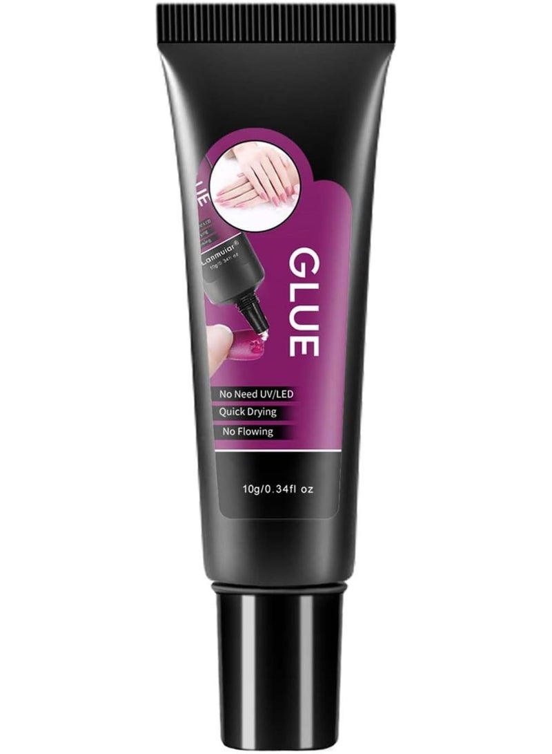 SYOSI Solid Nail Glue Gel, Clear Nail Glue, Nails Strength Adhesive, 10s Quick-Dry, No UV Lamp Needed, Fake Nails Tips Extension, Salon-Grade Formula, Odorless & Non-Irritating (10ml Bottle) - Image 1