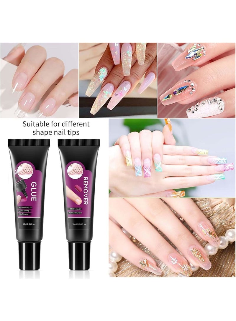 SYOSI Solid Nail Glue Gel, Clear Nail Glue, Nails Strength Adhesive, 10s Quick-Dry, No UV Lamp Needed, Fake Nails Tips Extension, Salon-Grade Formula, Odorless & Non-Irritating (10ml Bottle) - Image 2