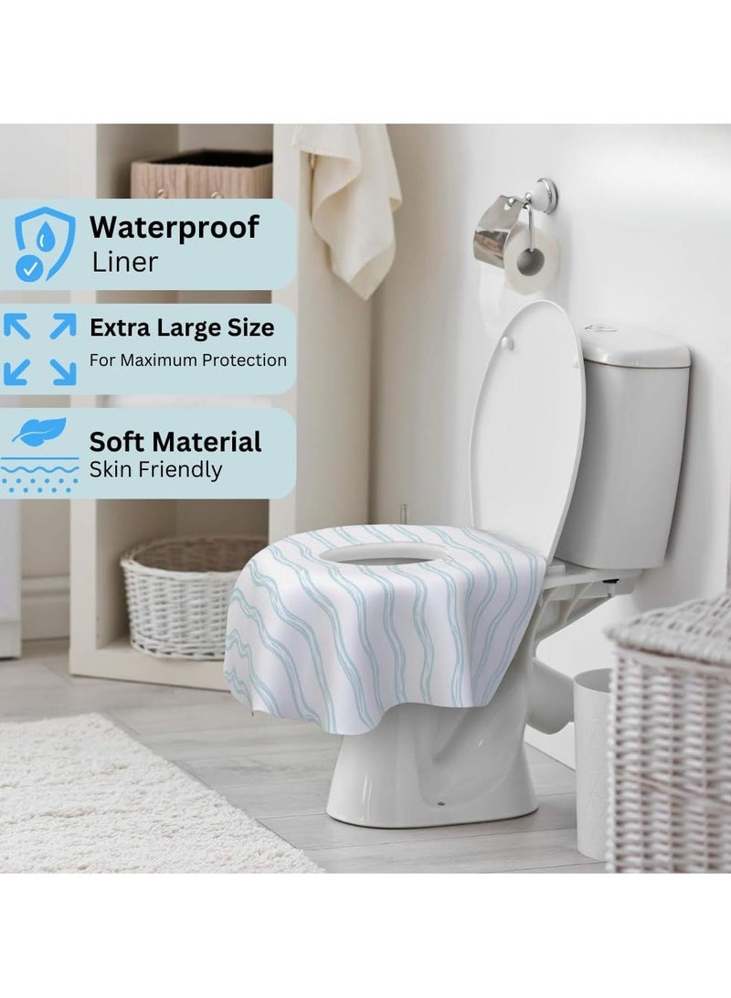 MIZAJIC Toilet Seat Cover Set Disposable Waterproof Seat Protector Extra Large Individually Wrapped for Portability, Ideal for Toilet Training for Kids, Travel, Public Restrooms, and Offices (25 Pcs)  - Image 2