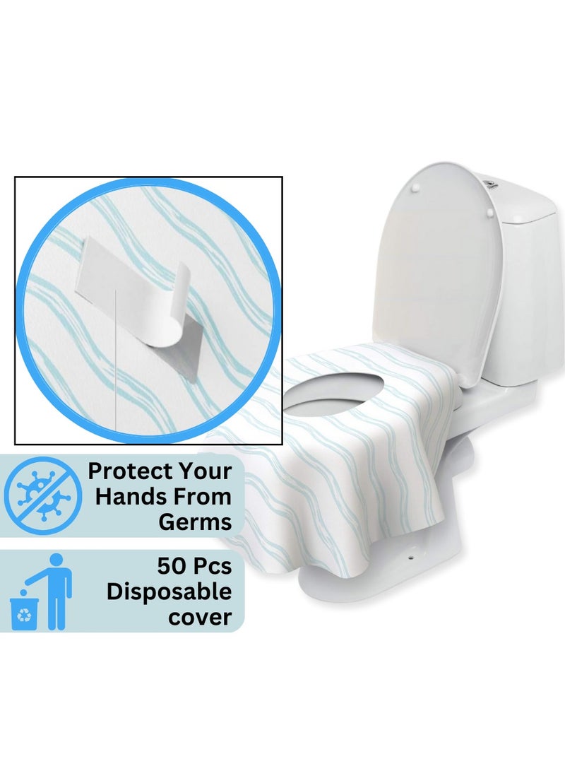 MIZAJIC Toilet Seat Cover Set Disposable Waterproof Seat Protector Extra Large Individually Wrapped for Portability, Ideal for Toilet Training for Kids, Travel, Public Restrooms, and Offices (25 Pcs)  - Image 3