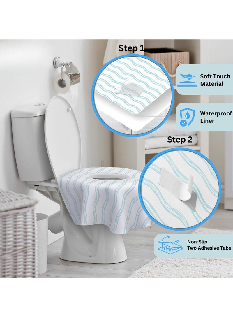 MIZAJIC Toilet Seat Cover Set Disposable Waterproof Seat Protector Extra Large Individually Wrapped for Portability, Ideal for Toilet Training for Kids, Travel, Public Restrooms, and Offices (25 Pcs)  - Image 4