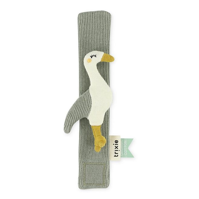 Trixie Knitted Wrist Rattle Heron for Babies - Grey/White, Soft Organic Cotton, Recycled Materials, 0M+ L 18 x B 3 cm - Image 1
