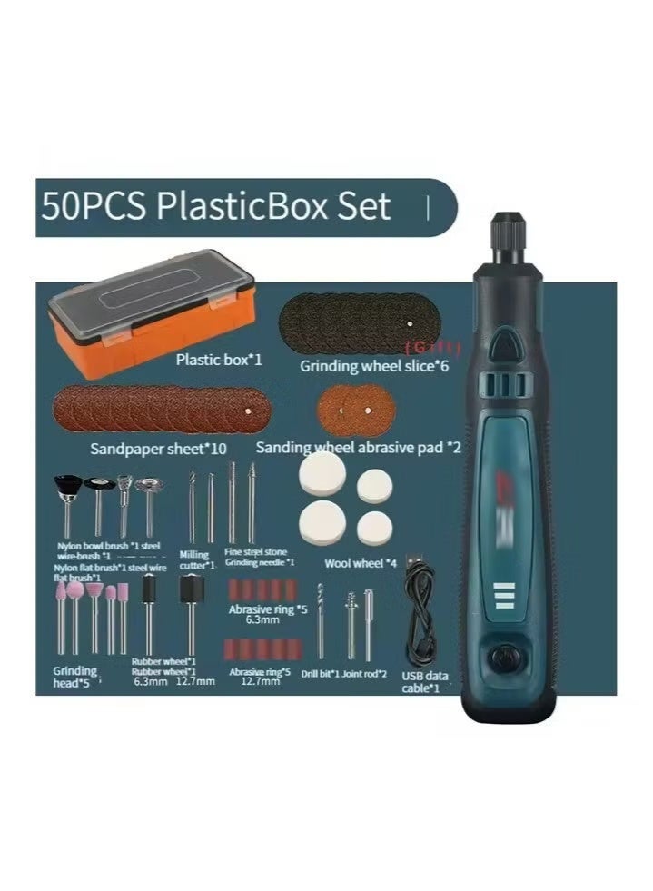 1 Set DIY Small Electric Grinder, Household Hand-held Electric Polishing Tool For Jade Engraving, USB Rechargeable Electric Grinder Set Mini Small Electric Grinder Pen, Power Tool - Image 2