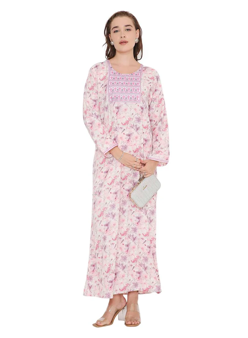 HANA & SARA LONG SLEEVE CLASSY PRINTED LONG ARABIC FARASHA KAFTAN JALABIYA DRESSES