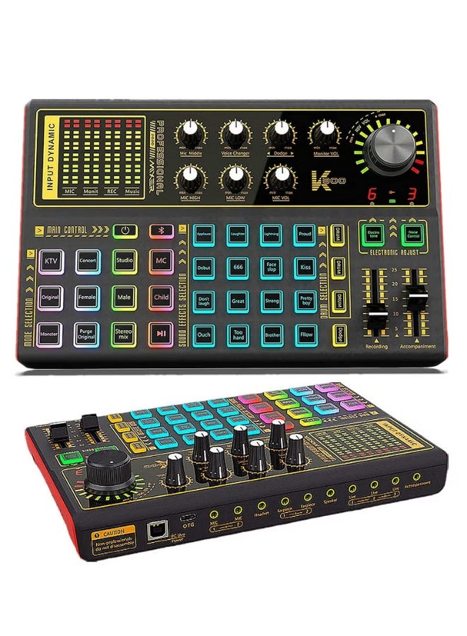 SK300Professional Audio Mixer Live Sound Card And Audio Interface Sound Card With A Wide Range Of Dj Mixing Effects Vocoder And Led Lights Ideal For Streaming/Podcasting/Gaming/Recording/Youtube/Pc - Image 2