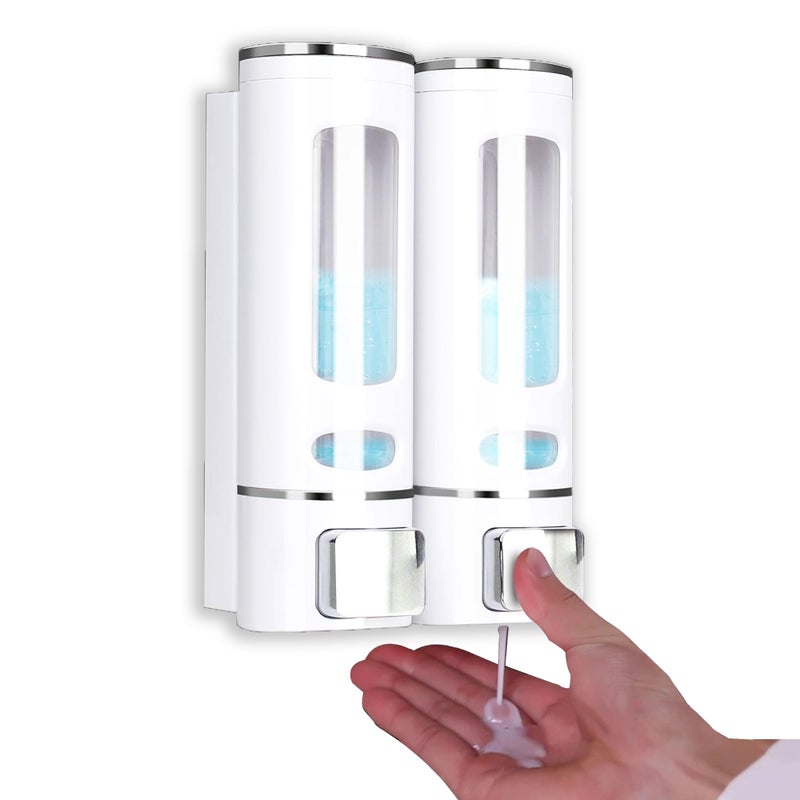 HS WORLD OF HORECA ESSENTIALS HS Sleek Modern Double Soap Dispenser - 400ml Each Capacity, Durable ABS Material, Quick & Easy Refills, Hassle-Free 2ml Dispensing, Ideal for Office Use - Image 1