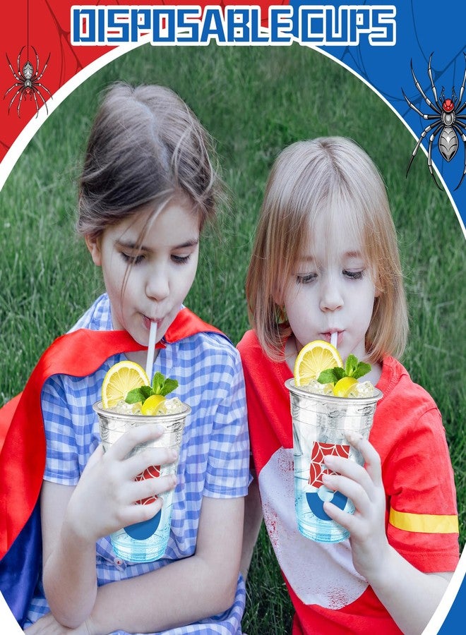 Uiifan 50 Pcs Spider 5th Birthday Party Supplies 12 oz Spider Disposable Plastic Cups Hero Birthday Party Favors Fifth 5 Years Anniversary Decoration for Hot Cold Drinking Juice Ice Friends - Image 4