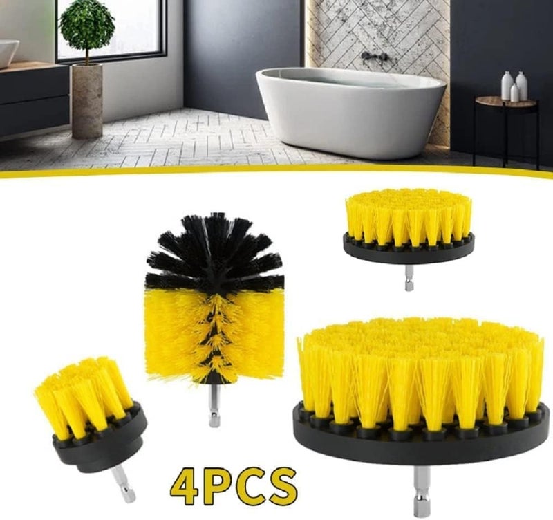 SWAMINE Power Drill Scrubber Brush Set, Multi-Function Drill Brush Attachment, 4 Type of Scrubber for Bathroom, Floor, Shower, Corner, Wheel Hub, Sink (Without Drill Machine) (Yellow) - Image 4
