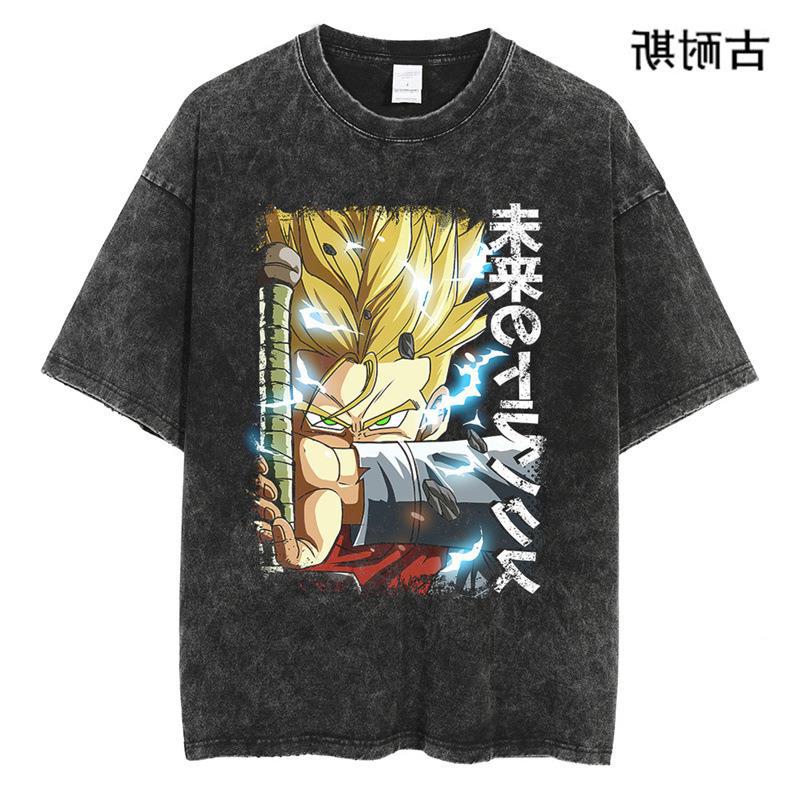 Retro Distressed Washed Short Sleeve Round Neck T-Shirt Men'S And Women'S Summer Street Cartoon Youth T-Shirt Top - Image 5
