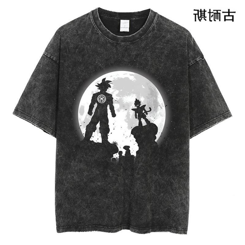 Retro Distressed Washed Short Sleeve Round Neck T-Shirt Men'S And Women'S Summer Street Cartoon Youth T-Shirt Top - Image 2