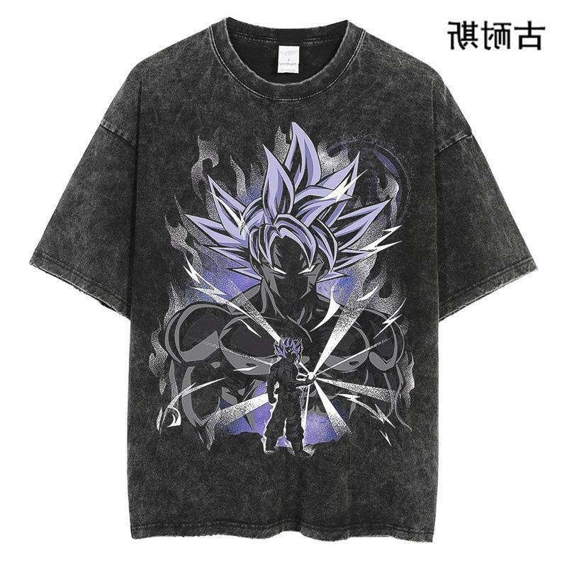 Retro Distressed Washed Short Sleeve Round Neck T-Shirt Men'S And Women'S Summer Street Cartoon Youth T-Shirt Top - Image 4