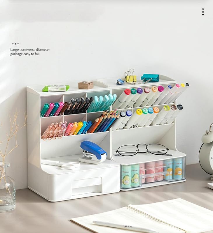 Mosquick Desk Organiser Stationary Organizers With Drawers,Versatile Pen Holder,Pen Stand,Desk Organiser,Office Table Accessories Pen Stand For Study Table Home,Office,School-1 Pc White - Plastic - Image 4