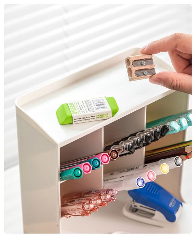 Mosquick Desk Organiser Stationary Organizers With Drawers,Versatile Pen Holder,Pen Stand,Desk Organiser,Office Table Accessories Pen Stand For Study Table Home,Office,School-1 Pc White - Plastic - Image 5