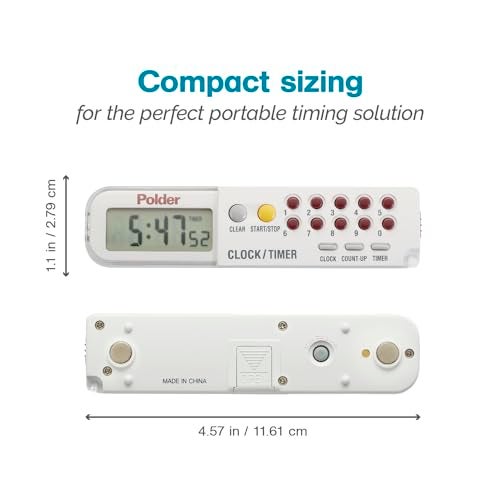 Polder Combination Clock, Timer and Stopwatch with Large, Easy-to-Read Digital Display, White - Image 5