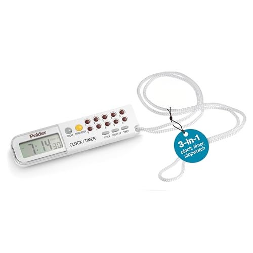 Polder Combination Clock, Timer and Stopwatch with Large, Easy-to-Read Digital Display, White - Image 1