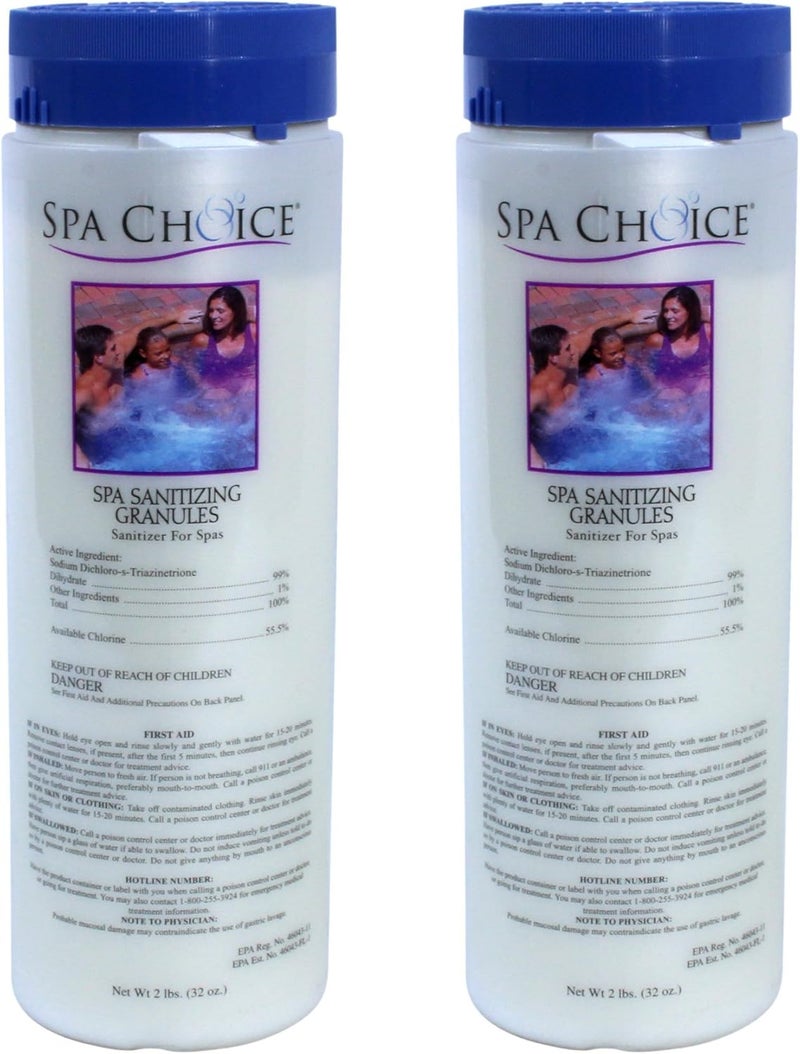 SpaChoice 2-Pounds 2-Pack Premium Spa Sanitizing Granules, Spa Chlorine Granules for Hot Tub, Made in USA - Image 1
