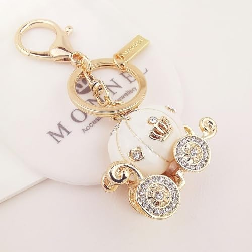 MONNEL Bling White Princess Pumpkin Carriage Crystal Lobster Claps Keychain MZ881-2 - Image 2