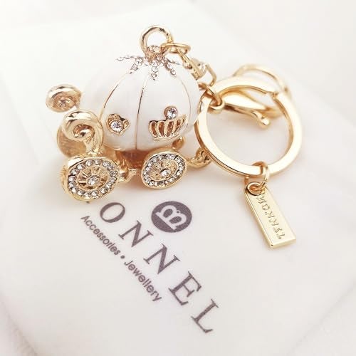 MONNEL Bling White Princess Pumpkin Carriage Crystal Lobster Claps Keychain MZ881-2 - Image 3