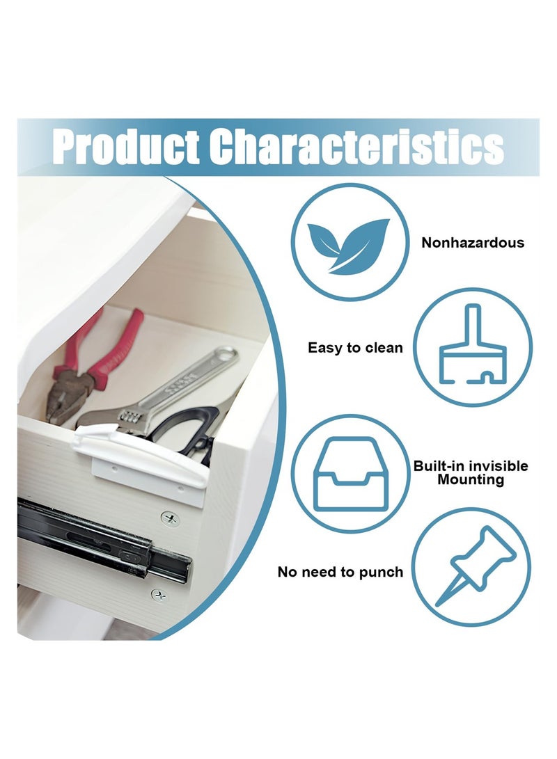 Luckam 8 Pcs Child Safety Cabinet Locks, Invisible Baby Proofing Toddlers Safety Locks with Strong Adhesive for Cabinet Cupboard and Other Furniture, No Drilling Required Easy Install (White) - Image 5