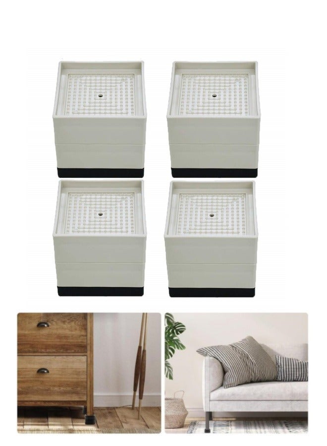 GGEROU 4Pcs Bed Foot Booster,Furniture Risers,Sofa Floor Protector,Adjustable Furniture Bed Lift Duty,Furniture Legs Lifters,Couch Lifts for Sofa Supports, Apricot - Image 1