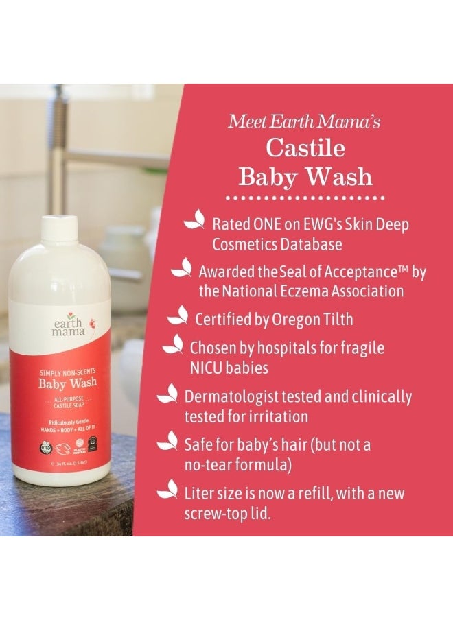 Earth Mama Earth Mama Simply Non-Scents Baby Wash Gentle Castile Soap for Sensitive Skin, 34-Fluid Ounce  - Image 5