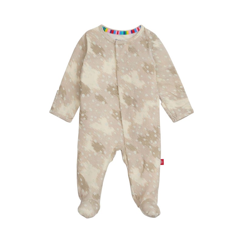 Magnetic Me Girls Modal Magnetic Baby Footie Pajamas | Silky Soft Modal Fabric | Doeskin Tan | 6-9 Months - Image 1