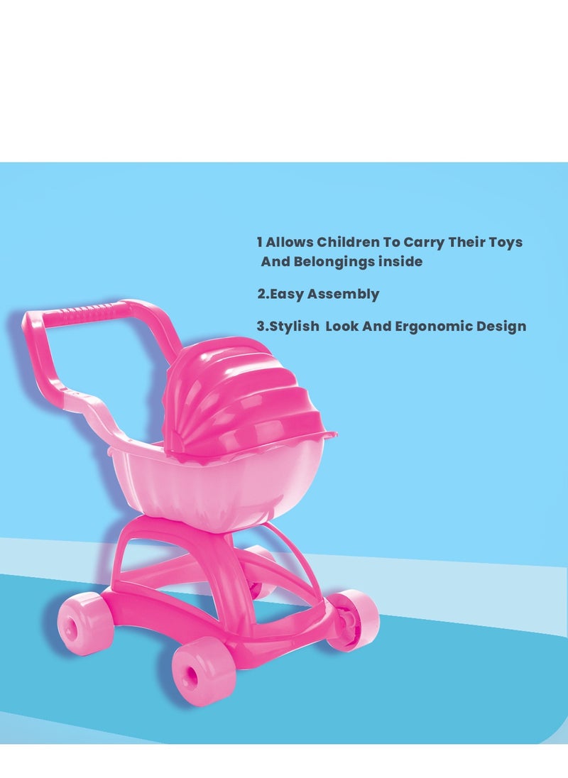 Pilsan - Lady Stroller - Pink | Easy Assembly, Child-Safe, Stylish & comfortable Toy Stroller - Image 1