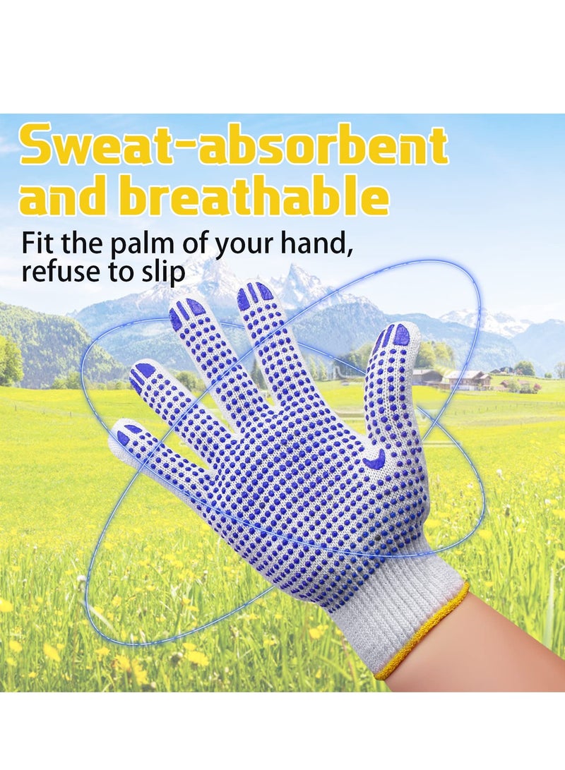 12 Pairs Working Gloves For Men Women Winter Dots Flip Resistant Grip Repairing Builder Construction Gardening Housework Skincare Stretchy Durable Gloves Warehouse Worker - Image 5