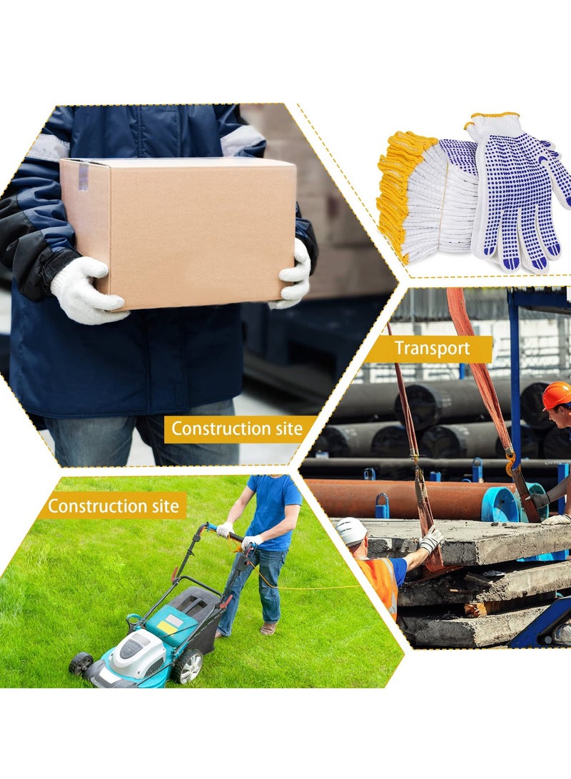 12 Pairs Working Gloves For Men Women Winter Dots Flip Resistant Grip Repairing Builder Construction Gardening Housework Skincare Stretchy Durable Gloves Warehouse Worker - Image 4