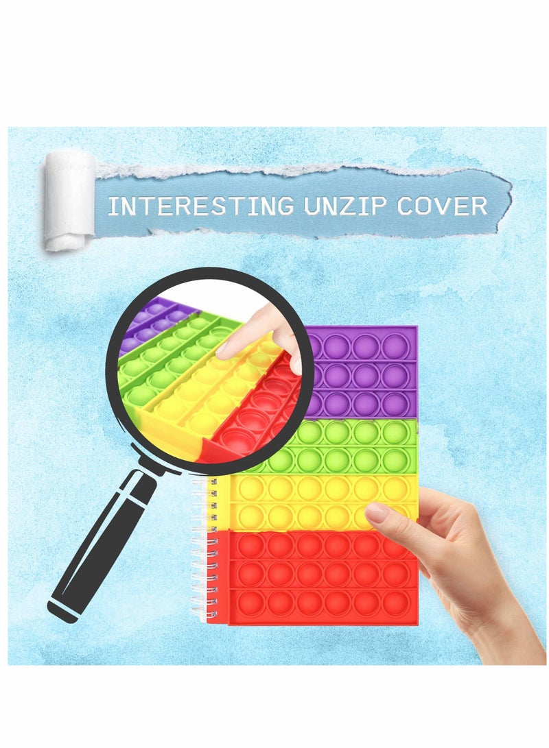 Excefore Puzzle Decompression Rainbow Color Silicone Bubble Press Notebook Journal Notebook, Spiral Notebook, Push Pop Bubble Fidget Sensory Toys, Stress Reliever Fidget Toys, Gifts for Kids - Image 4