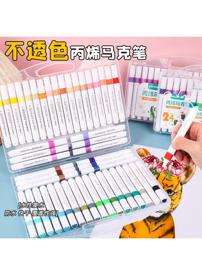 HELPS طقم أقلام ماركر أكريليك إبداعية للطلاب، للرسم اليدوي، خاص، مقاوم للماء، 48 لون من صبغة الأكريليك - Image 2