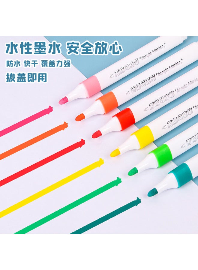 HELPS طقم أقلام ماركر أكريليك إبداعية للطلاب، للرسم اليدوي، خاص، مقاوم للماء، 48 لون من صبغة الأكريليك - Image 4