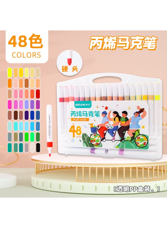 HELPS طقم أقلام ماركر أكريليك إبداعية للطلاب، للرسم اليدوي، خاص، مقاوم للماء، 48 لون من صبغة الأكريليك - Image 1