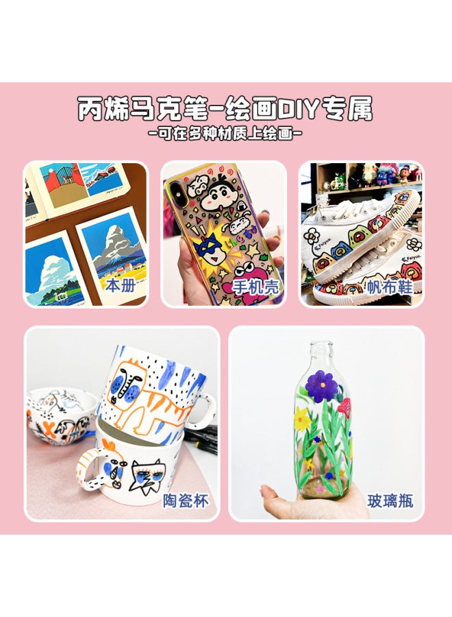 HELPS طقم أقلام ماركر أكريليك إبداعية للطلاب، للرسم اليدوي، خاص، مقاوم للماء، 48 لون من صبغة الأكريليك - Image 3