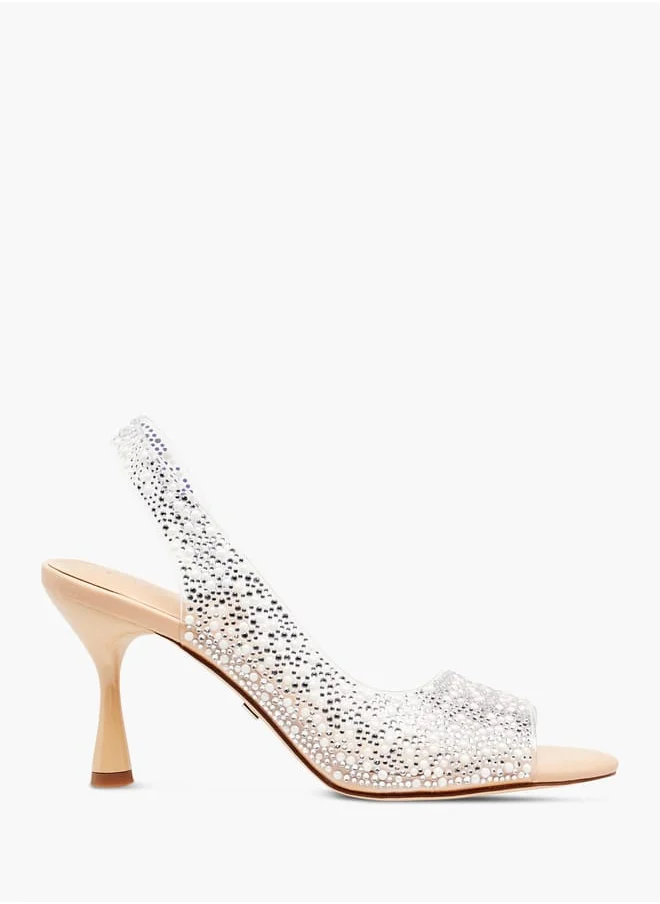 Celeste Womens Embellished Slingback Sandals With Flared Heels Ramadan Collection