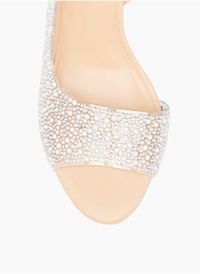 Celeste Womens Embellished Slingback Sandals With Flared Heels Ramadan Collection