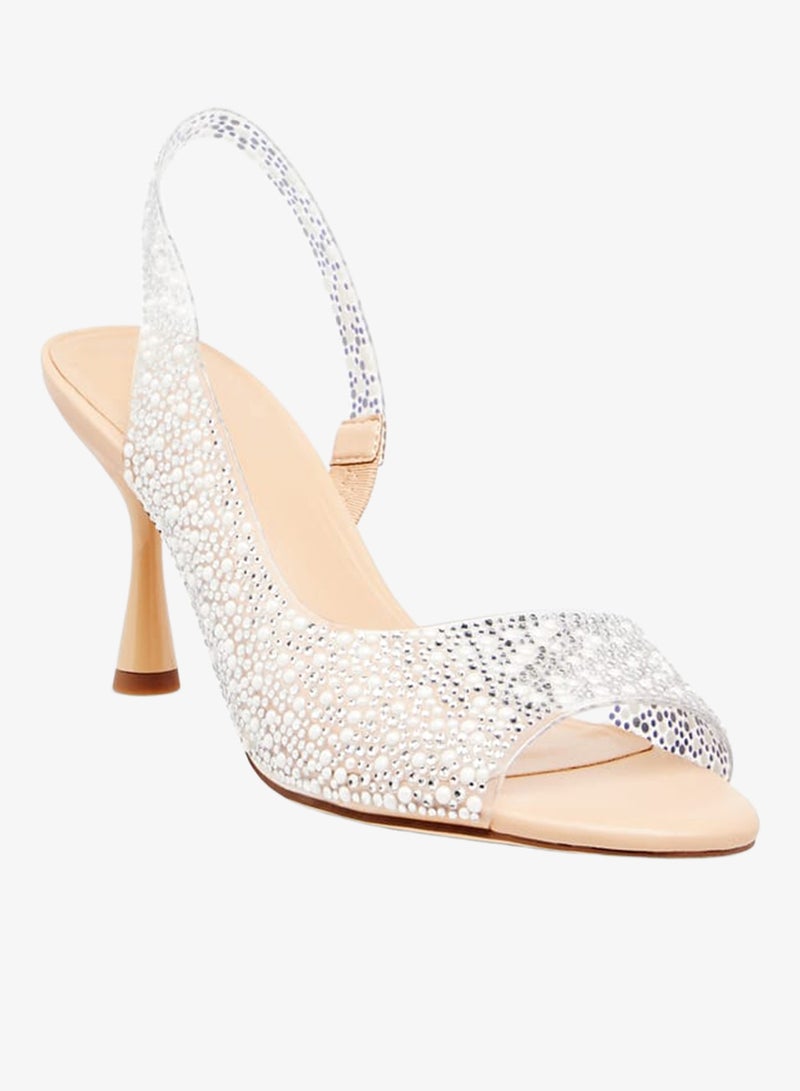 سيليست صنادل نسائية بحزام خلفي وكعب عريض مزخرف - Image 2