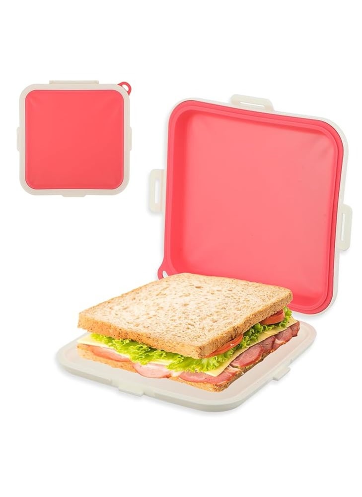 Spaceshoop Sandwich Containers, Sandwich Box Food Storage Toast Shape Holder Silicone for Lunch Boxes Bread Sandwich Keeper for Fruit Salad Snack  - Image 1