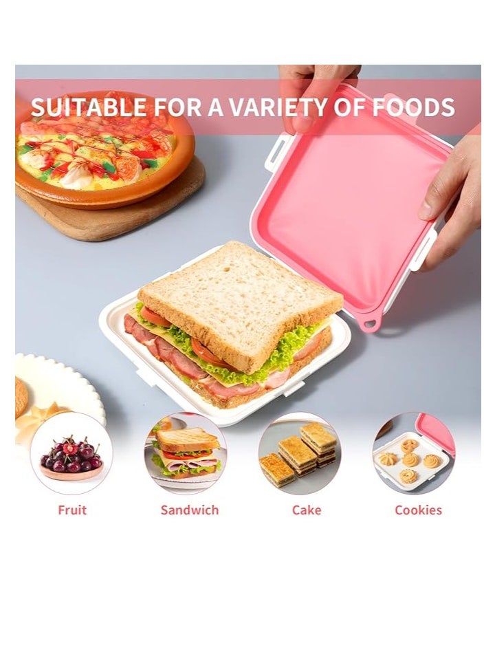 Spaceshoop Sandwich Containers, Sandwich Box Food Storage Toast Shape Holder Silicone for Lunch Boxes Bread Sandwich Keeper for Fruit Salad Snack  - Image 5